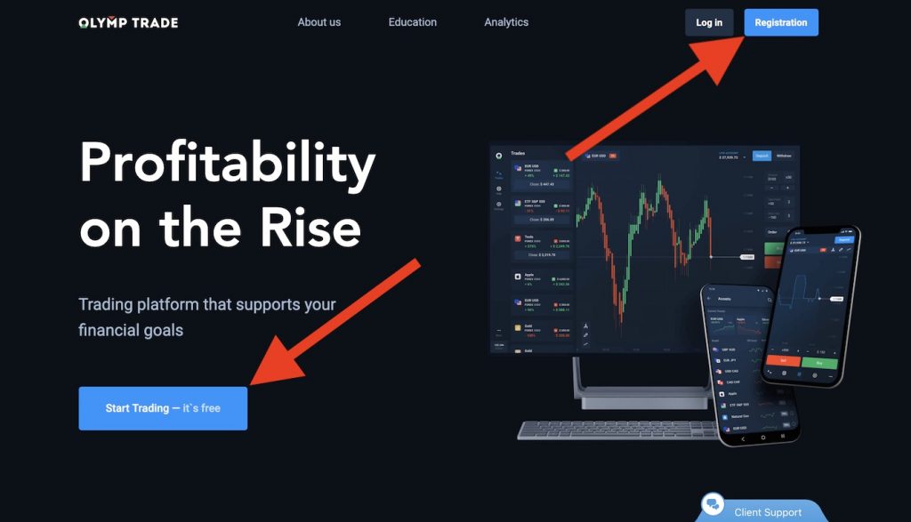 วิธีการสร้างบัญชีบน Olymp Trade