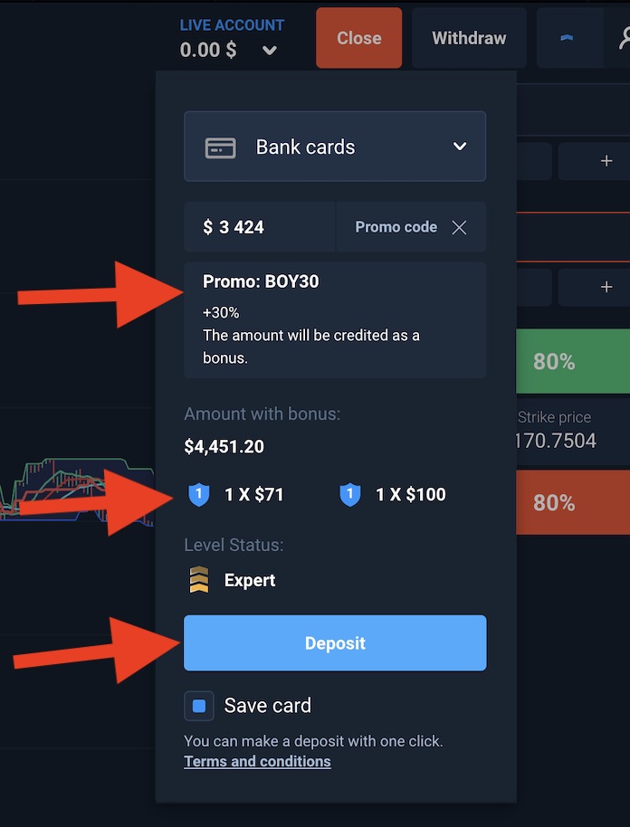 How to enter promo codeon Olymp Trade when deposit