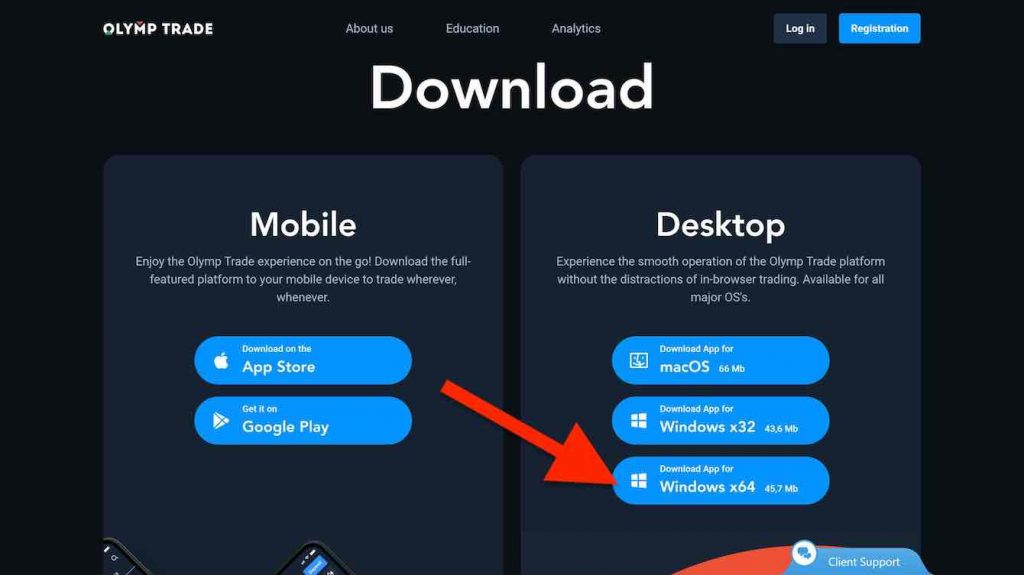 Download Olymp Trade App Page for Desktop