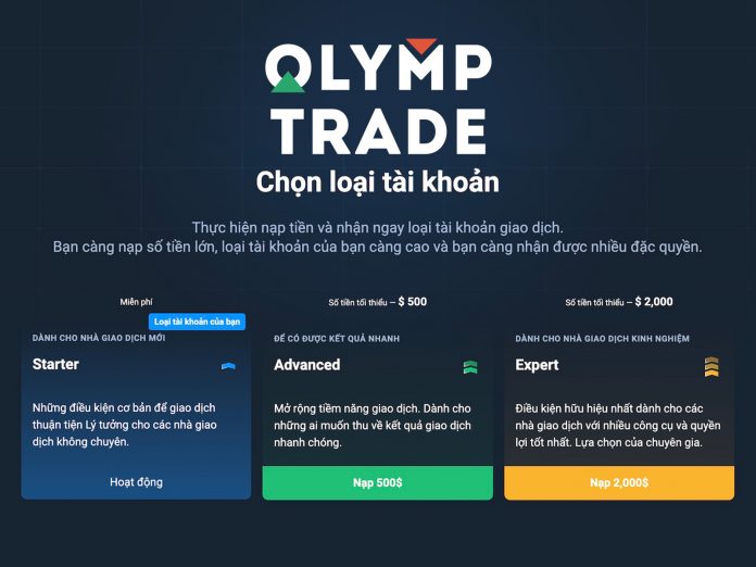 Hướng dẫn nâng cấp VIP Expert Olymp Trade