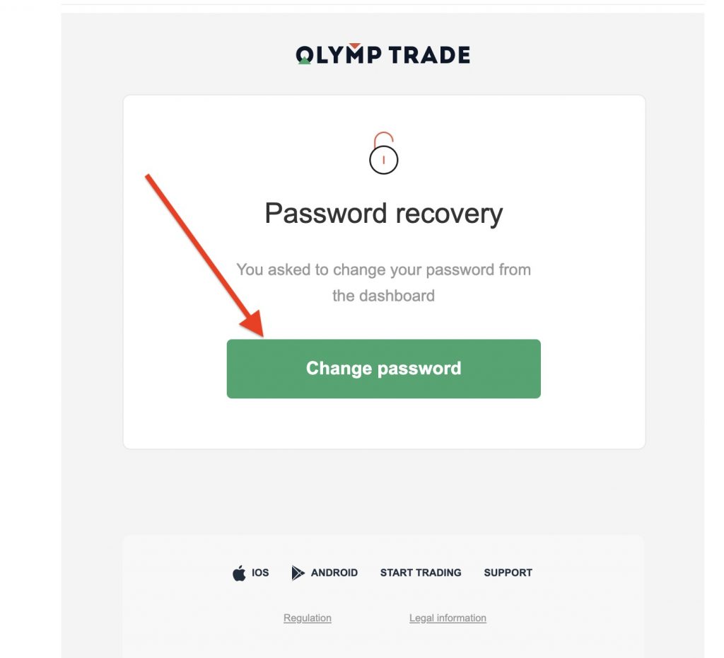 Step 5: Enter a new password for your Olymp Trade account