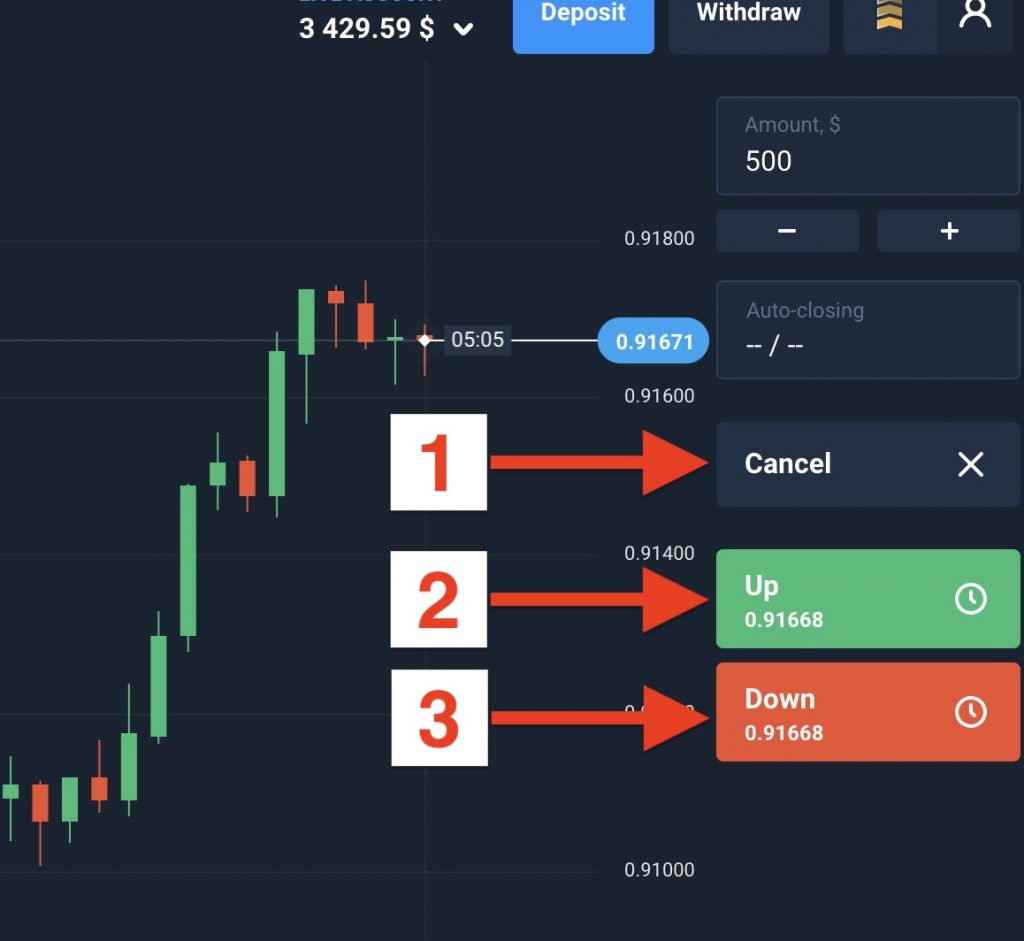 Step Four: Finish of pending forex order by price on Olymp Trade