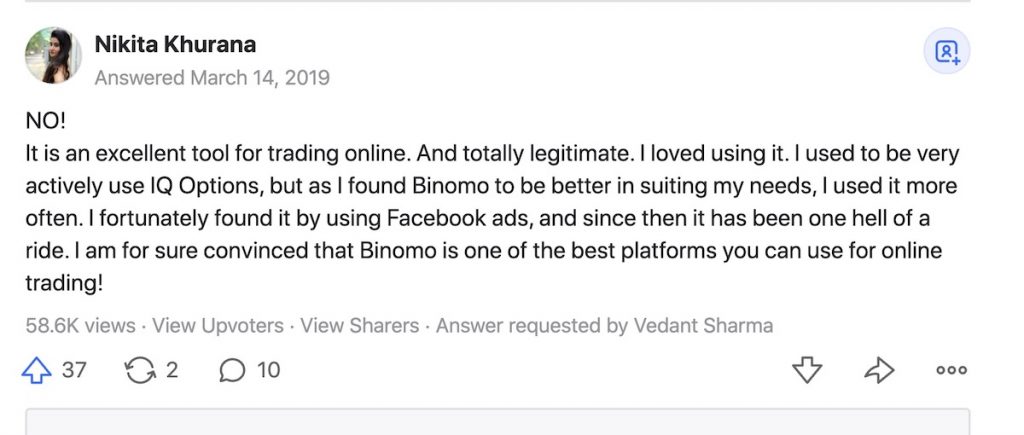 Binomo is not a scam and totally logitimate opinion