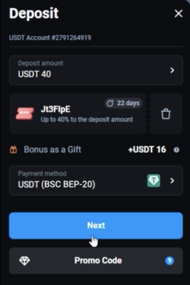 OlympTrade Deposit USDT