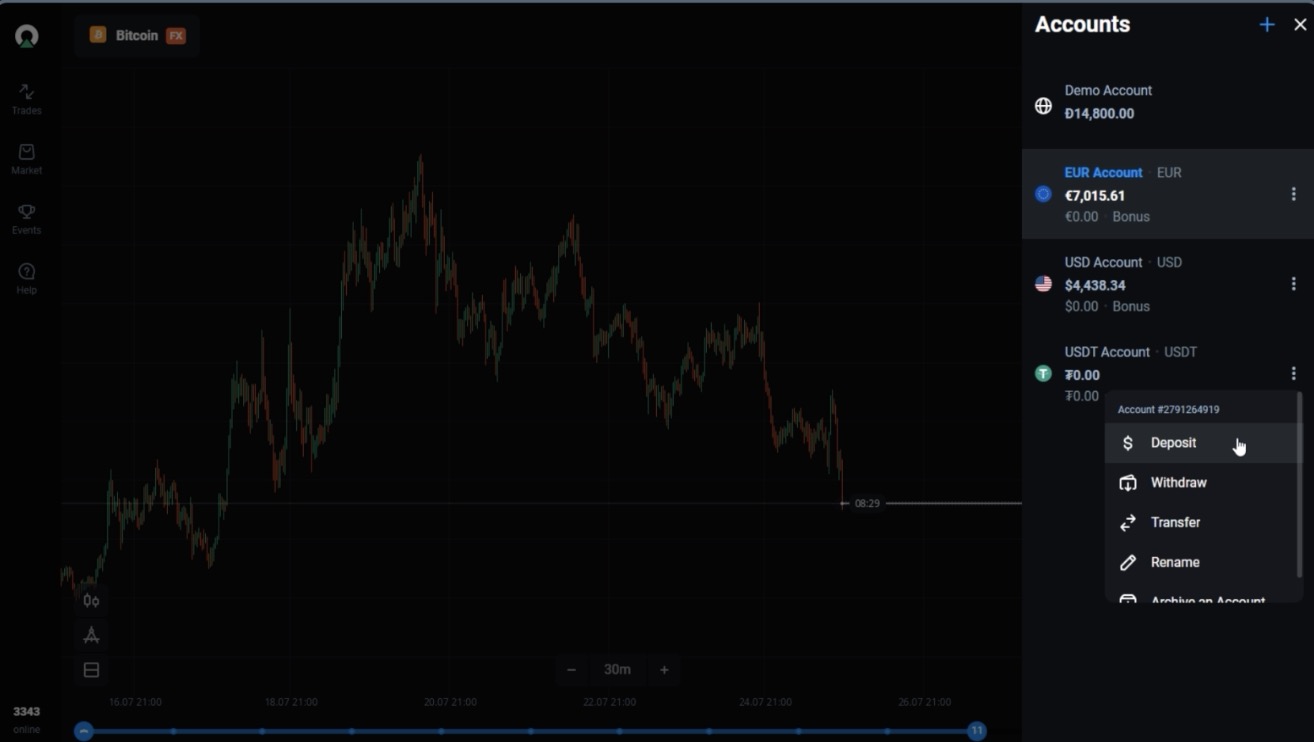 Olymptrade Deposit USDT